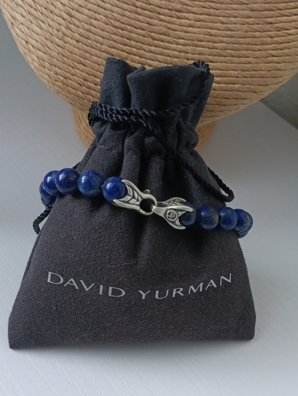 David Yurman Lapis Lazuli Men's Sterling Silver 8mm Spiritual Beads Bracelet